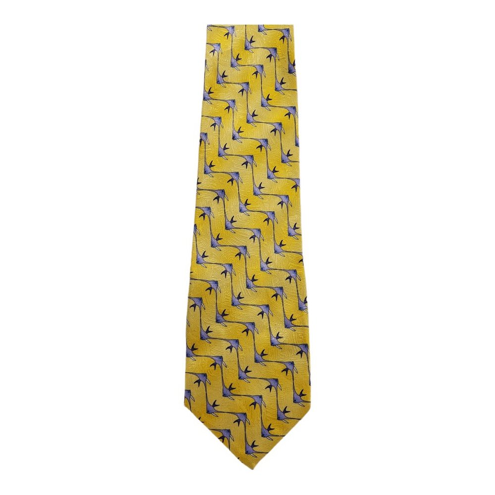Ties to Nature Fish Pattern Yellow 100% Silk Necktie
